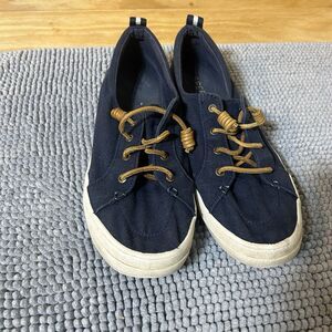 Sperry Top-Sider Crest Vibe Womens 11 M Navy Canvas Leather Lace Sneakers
